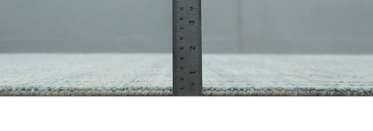 Flatwoven Hand Made Modern Geometric striped Scandinavian Blended Wool Area Rug, Beige and Silver,8x10 | KE11