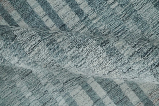 Flatwoven Hand Made Modern Stripes Scandinavian Blended Wool Area Rug, Peach, Grey and Silver | KE17