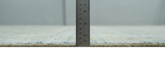 Flatwoven Hand Made Modern Stripes Scandinavian Blended Wool Area Rug, Silver and Camel rug, 8x10 | KE20810