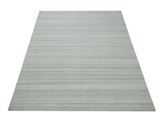 Hand Made Solid Scandinavian Blended Wool Flatwoven Area Rug, Camel, Ivory and Brown, 8x10 | KE24810