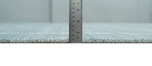 Flatwoven Checkered Blue and Gray Scandinavian 8x10 Hand Made Blended Wool Area Rug, Blue and Grey, 8x10 | KE26