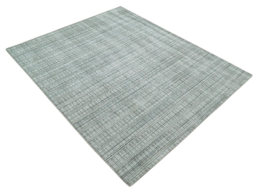 Flatwoven Checkered Scandinavian Hand Made Blended Wool Area Rug, Beige, Brown and Gray ,8x10 | KE31810