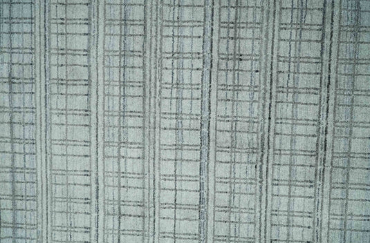 Flatwoven Checkered Scandinavian Hand Made Blended Wool Area Rug, Beige, Brown and Gray ,8x10 | KE31810