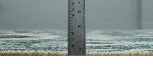 Hand Knotted Persian Style Contemporary Recycled Silk Area Rug, Ivory, Teal and Black Antique, 8x10 | OP39810