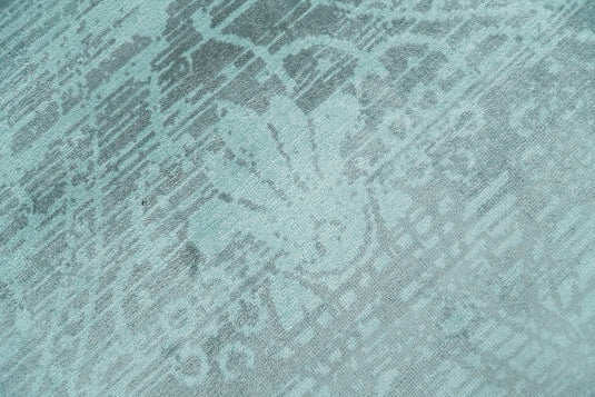 Floral design Blended Wool and Bamboo Silk Area Rug, Living Room, Bedroom, Dinning Room Rug, Blue Turquois, 6x9 | QT0169