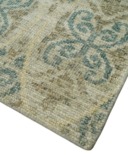 Hand Knotted Persian Style Contemporary Bamboo Silk Area Rug, Beige, Blue and Camel Modern, 5x8 | OP7158