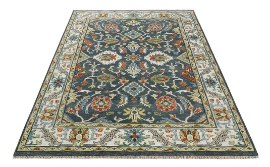 Antique Tradtional Vintage Oushak Gray, Ivory, Brown and Blue 5x8, 6x9, 8x10, 9x12, 10x14 and 12x15 | CP726
