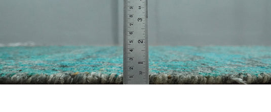 Hand Knotted Modern Style Contemporary Recycled Silk Area Rug, Charcoal and Teal Blue, 5X8