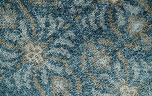 Hand Knotted Antique Persian Style Contemporary Bamboo Silk Area Rug, Blue, Brown and Silver, 5X8 | OP12358