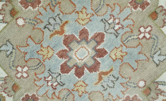 Traditional Hand Knotted 9x12 Blue, Camel and Ivory Antique Persian Serapi Wool Rug | CP834912