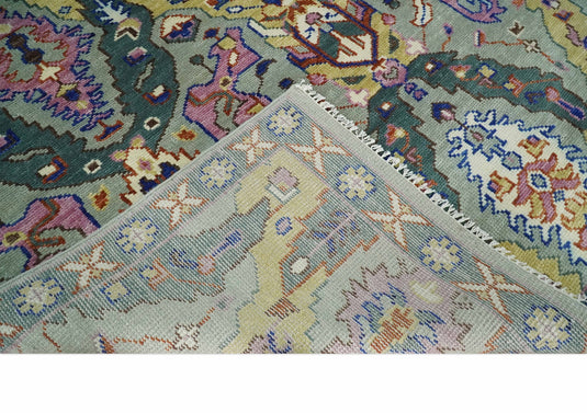Antique Tradtional Vintage Handknotted Oushak Green, Pink and Gold 5x8,6x9,8x10,9x12,10x14 and 12x15 Area Rug | CP872