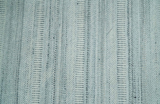 Flatwoven Shaded Hand Made Blended Wool Area Rug, Silver, Ivory and Grey, 8X10| KE06810