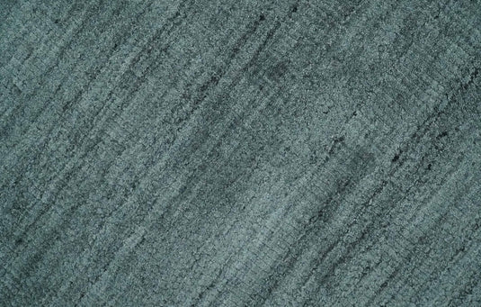 Flatwoven Solid Scandinavian Hand Made Blended Wool Area Rug, Charcoal and Teal, 8x10| KE08810