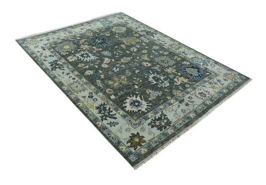 Antique Tradtional Vintage Oushak Charcoal, Ivory, Brown and Blue 5x8, 6x9, 8x10, 9x12, 10x14 and 12x15 | CP905