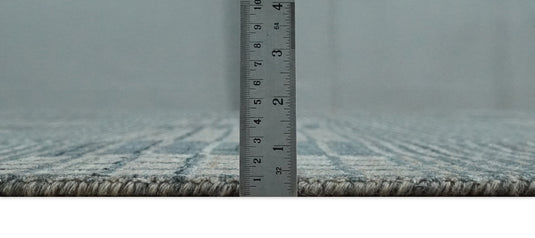 Flatwoven Modern Geometrical Checkered striped Hand Made Scandinavian Blended Wool Area Rug, Grey and Beige, 8x10 | KE14810