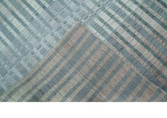 Flatwoven Hand Made Modern Stripes Scandinavian Blended Wool Area Rug, Peach, Grey and Silver | KE17