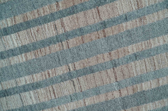 Flatwoven Hand Made Modern Stripes Scandinavian Blended Wool Area Rug, Peach, Grey and Silver | KE17