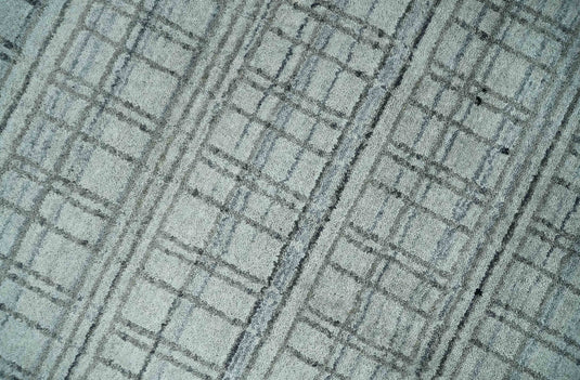 Flatwoven Checkered Scandinavian Hand Made Blended Wool Area Rug, Beige, Brown and Gray ,8x10 | KE31810