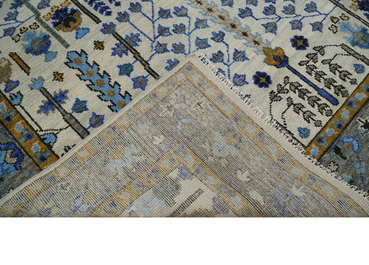 Turkish Wool Oushak Rug, Ivory, Gray and Blue Hand Knotted 6x9, 8x10, 9x12 and 10x14 Vintage Persian Rug, Bedroom, Living Room Rug | CP708