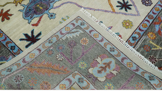 Antique Tradtional Vintage Oushak Ivory and Gray Colorful 5x8,6x9,8x10,9x12,10x14 and 12x15 Area Rug | CP915