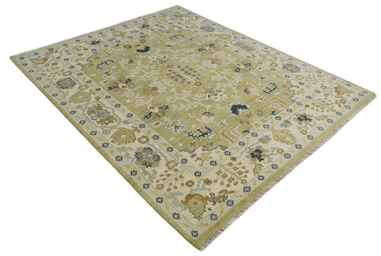 Antique Tradtional Vintage Oushak Olive, Gold and Ivory | CP746
