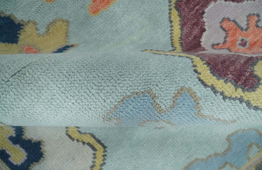 Colorful Wool Oushak Blue, Gray and Brown Hand Knotted Vintage Persian Rug, Bedroom, Living Room Rug | CP811