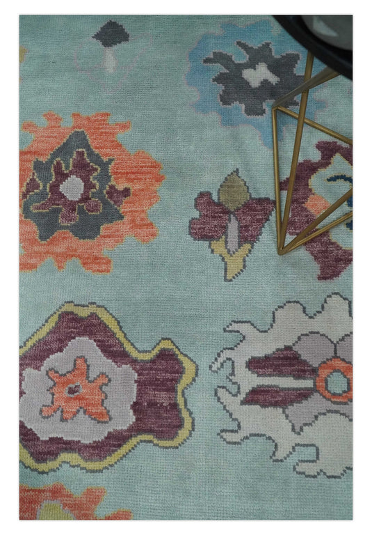 Colorful Wool Oushak Blue, Gray and Brown Hand Knotted Vintage Persian Rug, Bedroom, Living Room Rug | CP811