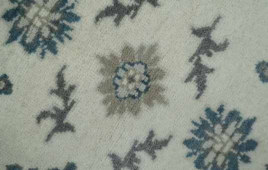 8x10 Large Handmade Vintage Persian Ivory,Blue and Gray Wool Area Rug |CP821810