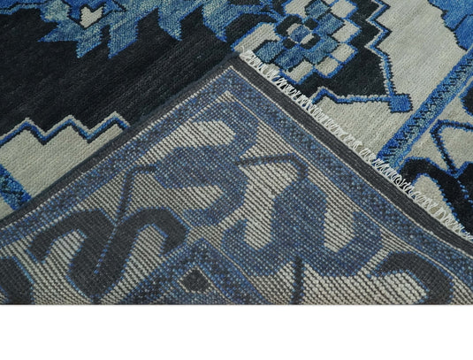 Black, Blue and Ivory Wool 5x8, 6x9, 8x10 and 9x12 Traditional Antique Vintage Persian Hand knotted Area Rug | CP822