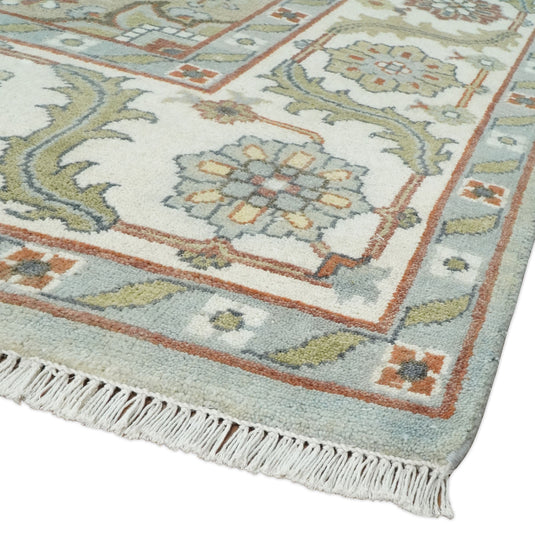 Traditional Hand Knotted 9x12 Blue, Camel and Ivory Antique Persian Serapi Wool Rug | CP834912