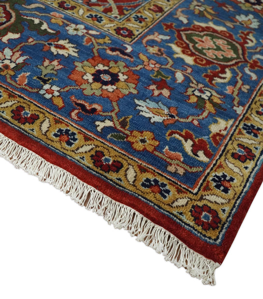 Antique Area 8x10 Red, Blue and Gold Traditional Hand Knotted Rug, Living Room, Bedroom and Dinning Rug | CP851810