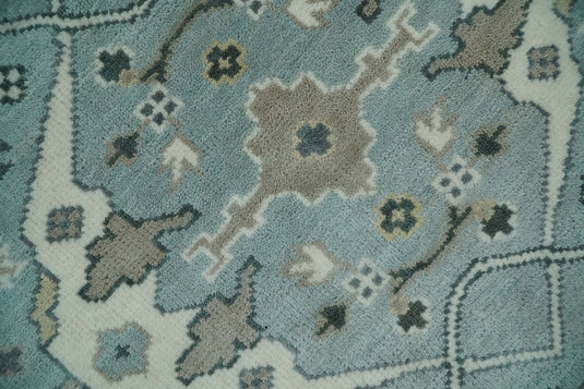 Traditional Antique 6x9 Vintage Oriental Oushak Blue, Ivory and Camel Hand Knotted Wool Area Rug | CP87169