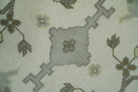 Traditional Ivory, Gray and Brown Hand knotted 10x14 Vintage Oriental Oushak Area Rug, Living Room, Dinning and Kitchen Rug | CP8741014