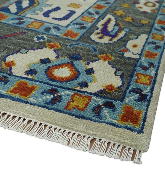 Antique Tradtional Vintage Oriental Oushak White, Grey and Blue 5x8, 6x9, 8x10, 9x12, 10x14 and 12x15 | CP892