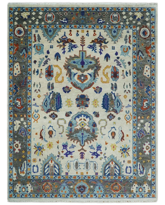 Antique Tradtional Vintage Oriental Oushak White, Grey and Blue 5x8, 6x9, 8x10, 9x12, 10x14 and 12x15 | CP892
