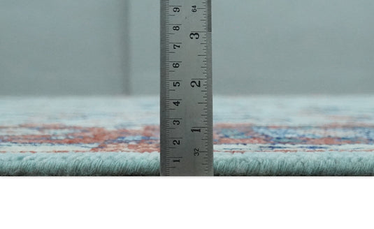 Traditional Handknotted Tree of Life Oriental Oushak Rug, Sky Blue and Rust | NCP2747