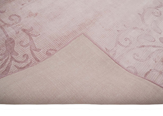 Hand Woven and Carved Pink Floral Art Silk Rug, 4x6 and 6x9