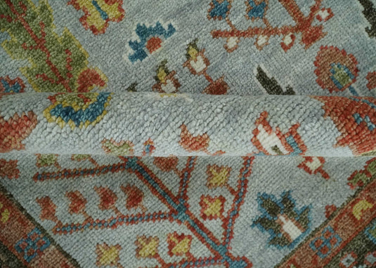 Tree of Life Hand Knotted Traditional Persian Vintage Oushak Wool Rug, Silver, Brown and Rust | NCP2757