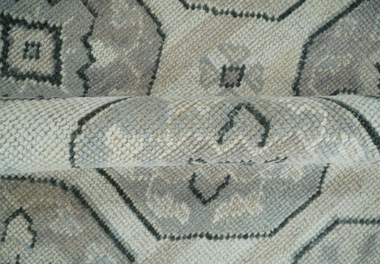 Hand Knotted Turkish Traditional Antique Persian Low Pile Area Rug, Silver, Beige and Gray | NCP2758