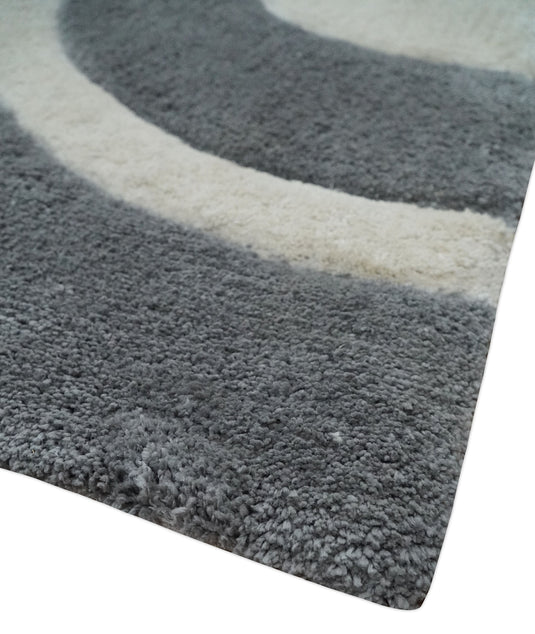 Hand Woven Soft grey and White Plush 3x5, 4x6 and 5x7 Shaggy Area Rug | SHAG6