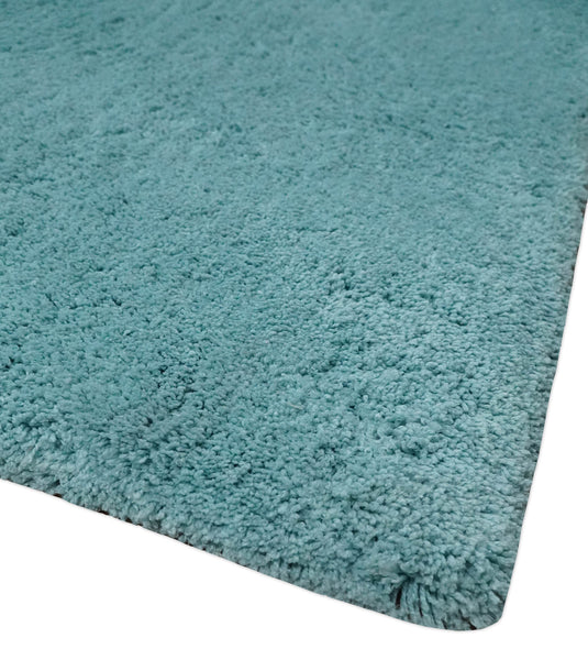 Hand Woven Soft Solid Plush 3x5, 4x6 and 5x7 Blue Shaggy Area Rug | SHAG12