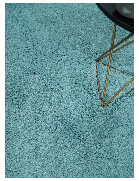 Hand Woven Soft Solid Plush 3x5, 4x6 and 5x7 Blue Shaggy Area Rug | SHAG12