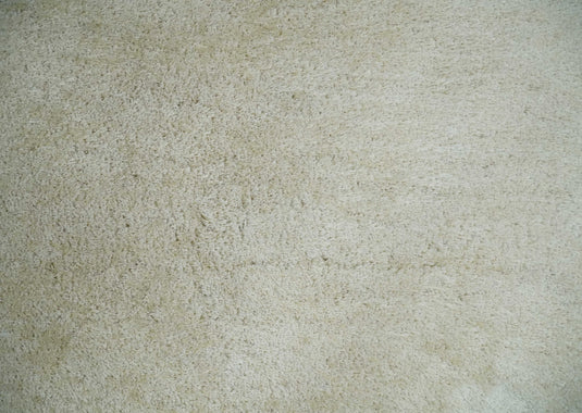 Hand Woven Soft Solid Plush 3x5, 4x6 and 5x7 Ivory Shaggy Area Rug | SHAG1