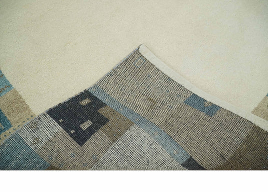 Hand Knotted Ivory with multicolored stripes Gabbeh Traditional Antique Southwestern rug, 6X8