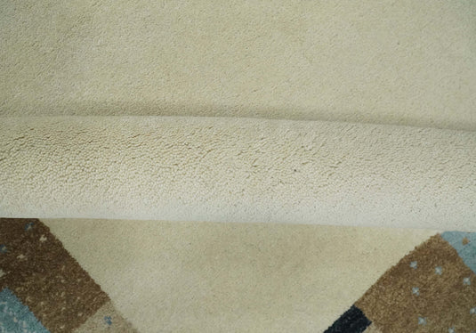 Hand Knotted Ivory with multicolored stripes Gabbeh Traditional Antique Southwestern rug, 6X8