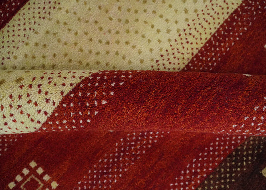 Hand Knotted modern Beige, Maroon and Brown Lori Gabbeh Traditional Antique Southwestern rug, 6X8 |