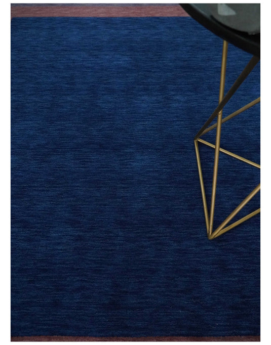 Hand Woven Blue and Peach Wool southwestern Lori Gabbeh area rug, 6x8 |KNT22