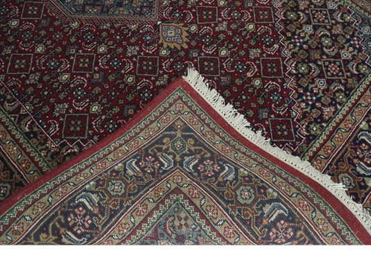 Hand knotted Antique Maroon, Black and Blue Traditional Medallion Wool area rug, 5x7