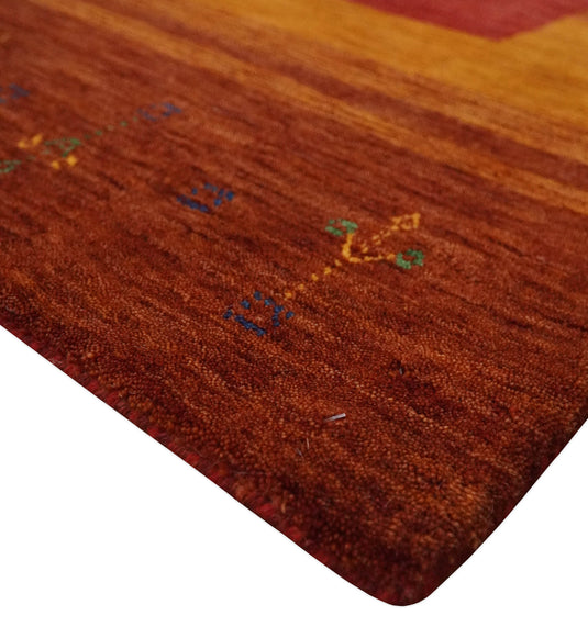 Hand Woven Red, Gold and Brown Wool southwestern Lori area rug, 6x8