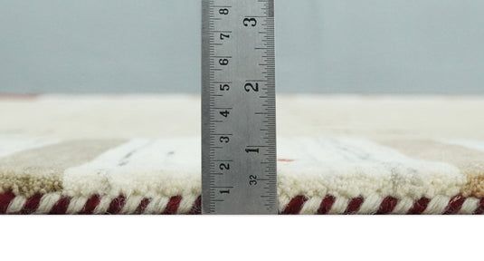 Hand Woven Beige, Ivory and Rust striped Wool southwestern Lori area rug, 6x8 |KNT30